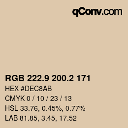 Color code: RGB 222.9 200.2 171 | qconv.com