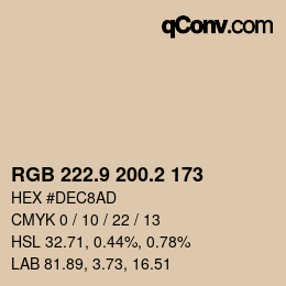 Farbcode: RGB 222.9 200.2 173 | qconv.com