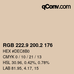 Color code: RGB 222.9 200.2 176 | qconv.com