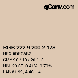 Color code: RGB 222.9 200.2 178 | qconv.com