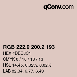 カラーコード: RGB 222.9 200.2 193 | qconv.com