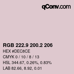 カラーコード: RGB 222.9 200.2 206 | qconv.com