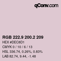 Color code: RGB 222.9 200.2 209 | qconv.com
