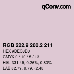 カラーコード: RGB 222.9 200.2 211 | qconv.com