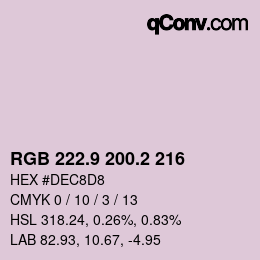 カラーコード: RGB 222.9 200.2 216 | qconv.com
