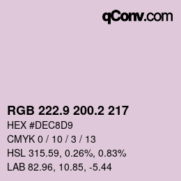 カラーコード: RGB 222.9 200.2 217 | qconv.com