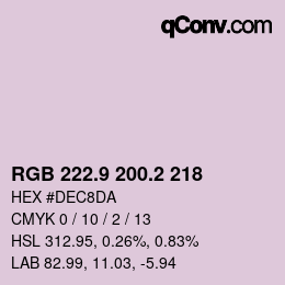 カラーコード: RGB 222.9 200.2 218 | qconv.com