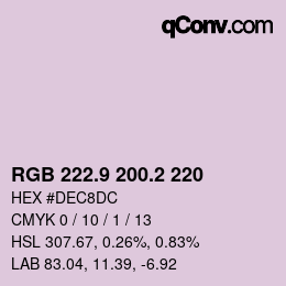 Color code: RGB 222.9 200.2 220 | qconv.com