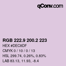 Color code: RGB 222.9 200.2 223 | qconv.com