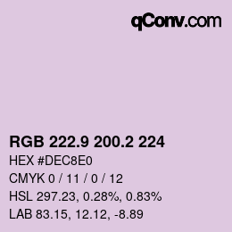 Color code: RGB 222.9 200.2 224 | qconv.com