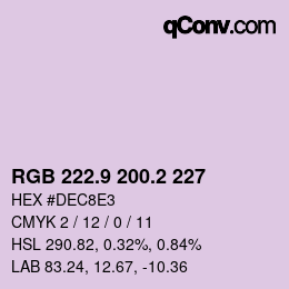 カラーコード: RGB 222.9 200.2 227 | qconv.com