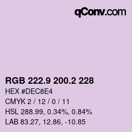 Color code: RGB 222.9 200.2 228 | qconv.com