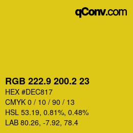 カラーコード: RGB 222.9 200.2 23 | qconv.com