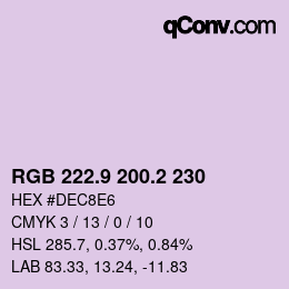 Color code: RGB 222.9 200.2 230 | qconv.com