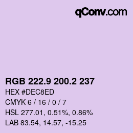 カラーコード: RGB 222.9 200.2 237 | qconv.com