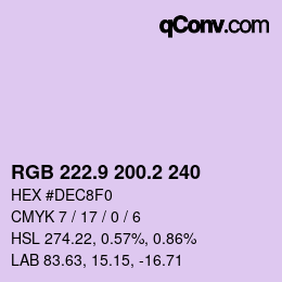 Color code: RGB 222.9 200.2 240 | qconv.com