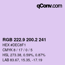 Farbcode: RGB 222.9 200.2 241 | qconv.com