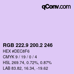 Color code: RGB 222.9 200.2 246 | qconv.com