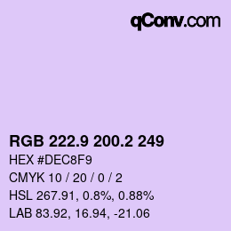 カラーコード: RGB 222.9 200.2 249 | qconv.com