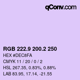Farbcode: RGB 222.9 200.2 250 | qconv.com