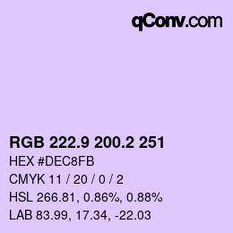 Color code: RGB 222.9 200.2 251 | qconv.com