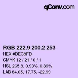 カラーコード: RGB 222.9 200.2 253 | qconv.com