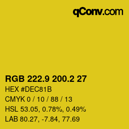 カラーコード: RGB 222.9 200.2 27 | qconv.com