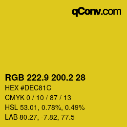 カラーコード: RGB 222.9 200.2 28 | qconv.com