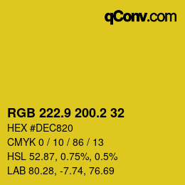 カラーコード: RGB 222.9 200.2 32 | qconv.com
