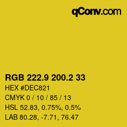 カラーコード: RGB 222.9 200.2 33 | qconv.com