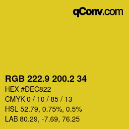 カラーコード: RGB 222.9 200.2 34 | qconv.com