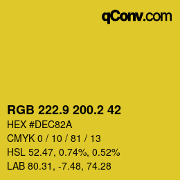 カラーコード: RGB 222.9 200.2 42 | qconv.com