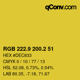 カラーコード: RGB 222.9 200.2 51 | qconv.com
