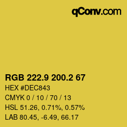 カラーコード: RGB 222.9 200.2 67 | qconv.com