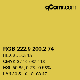 カラーコード: RGB 222.9 200.2 74 | qconv.com