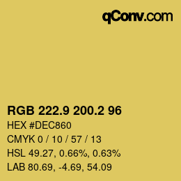 カラーコード: RGB 222.9 200.2 96 | qconv.com