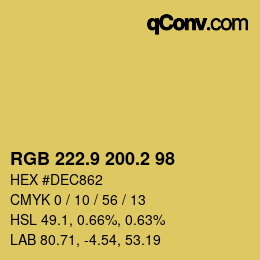 カラーコード: RGB 222.9 200.2 98 | qconv.com