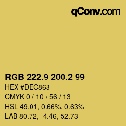 カラーコード: RGB 222.9 200.2 99 | qconv.com