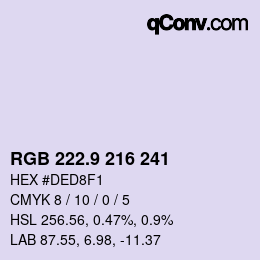 Color code: RGB 222.9 216 241 | qconv.com
