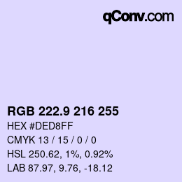 カラーコード: RGB 222.9 216 255 | qconv.com