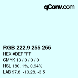 Color code: RGB 222.9 255 255 | qconv.com