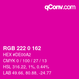 Color code: RGB 222 0 162 | qconv.com