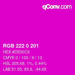 Color code: RGB 222 0 201 | qconv.com