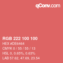 Color code: RGB 222 100 100 | qconv.com
