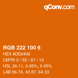 Color code: RGB 222 100 6 | qconv.com