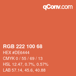 Color code: RGB 222 100 68 | qconv.com