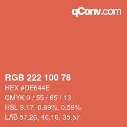 Color code: RGB 222 100 78 | qconv.com