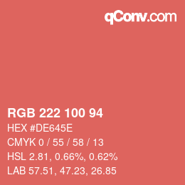 Color code: RGB 222 100 94 | qconv.com
