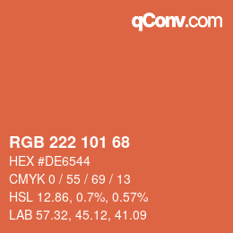 Color code: RGB 222 101 68 | qconv.com