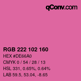 Color code: RGB 222 102 160 | qconv.com